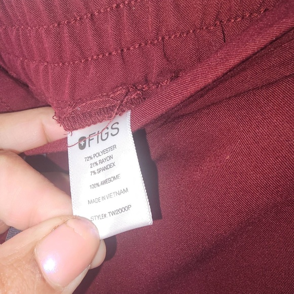 Figs Pants Womens Small Petite Burgundy Skinny Straight Leg Drawstring Pockets - Picture 14 of 16